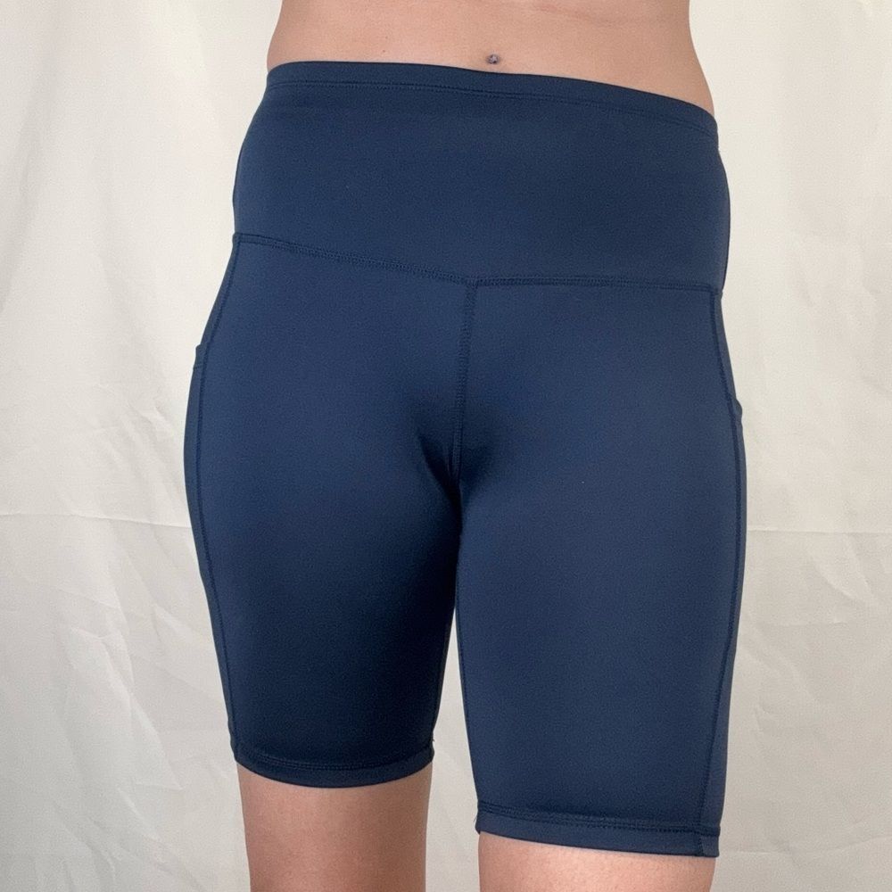 Sportswear Spandex Bermuda Bike Shorts Navy High Rise Pockets Large